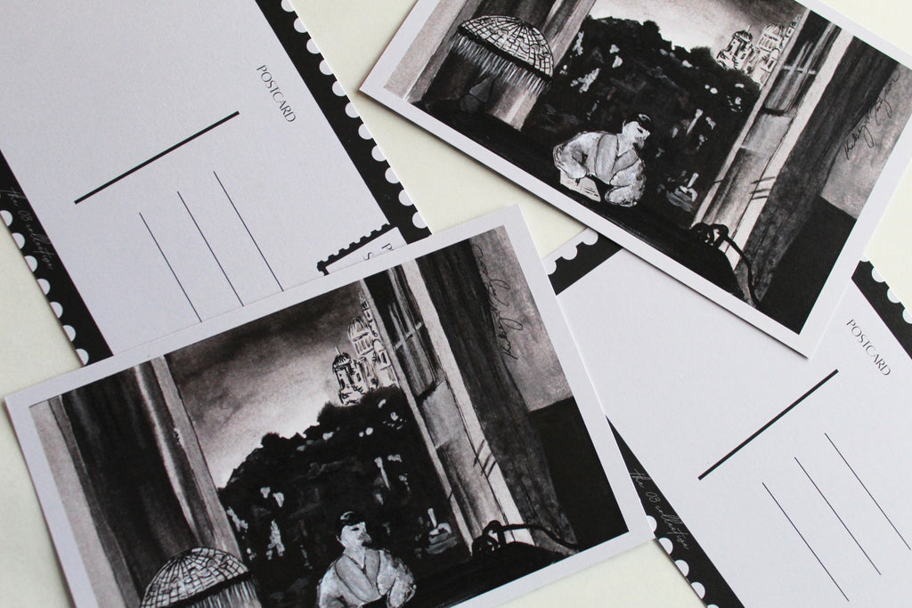 Collage of "A Night in Paris" postcard