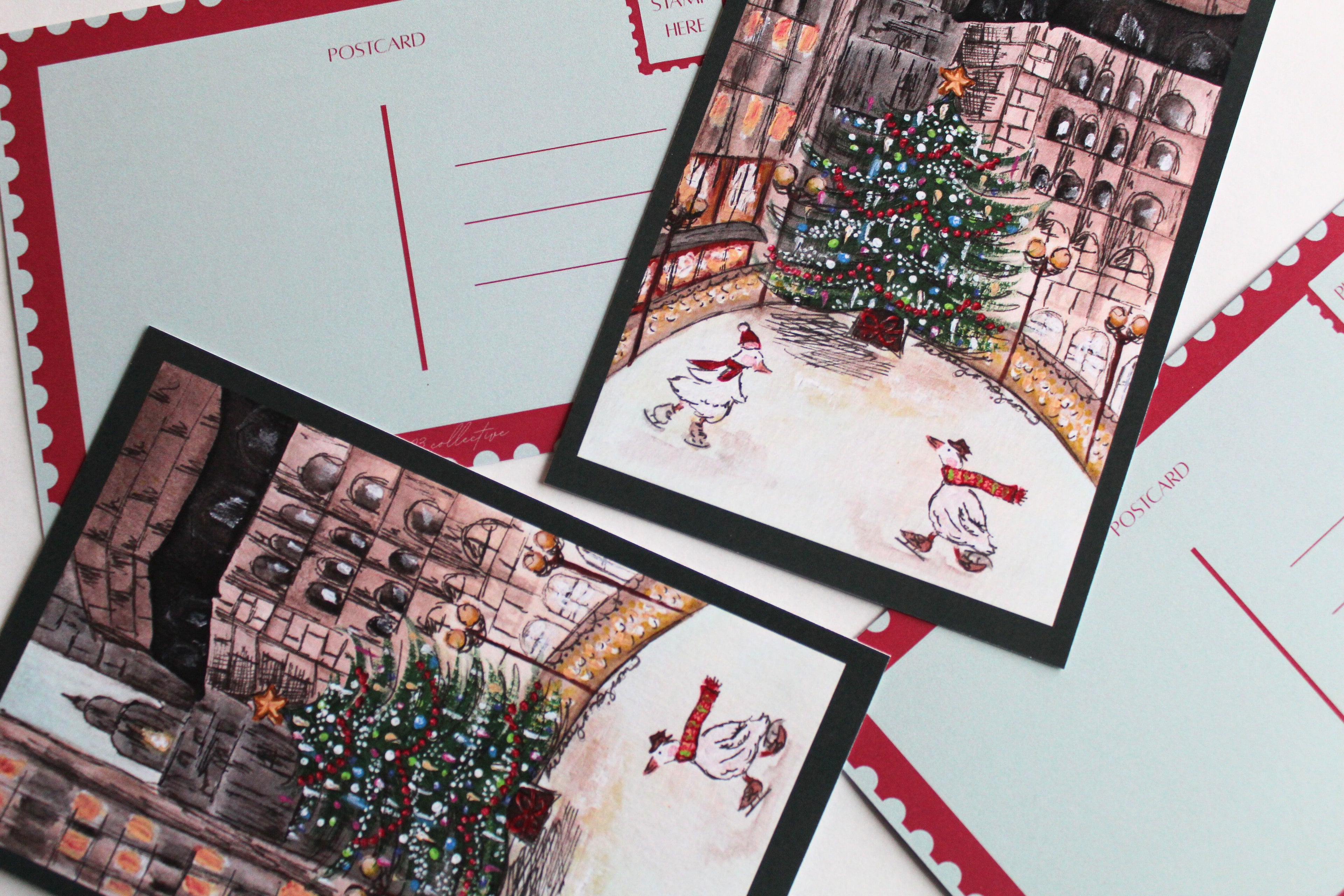 Collage of the "Christmas in New York" Postcard.