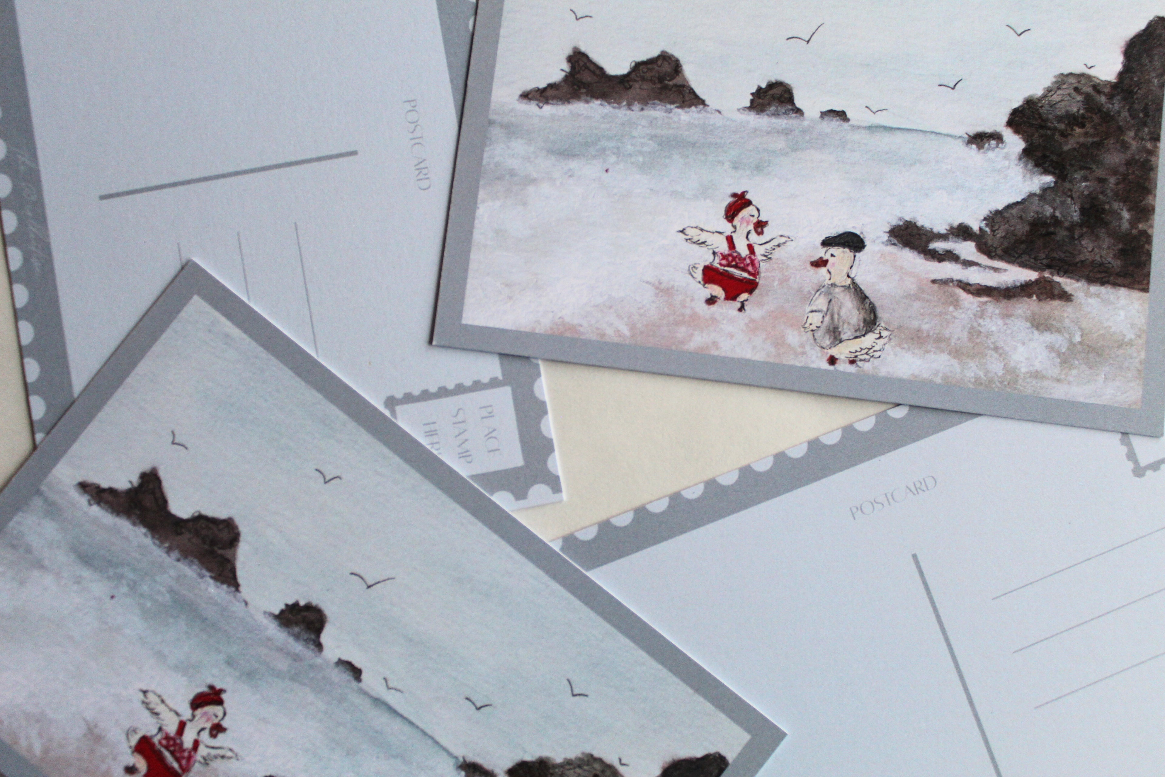 Collage of the "If You're a Bird..." Postcard. 